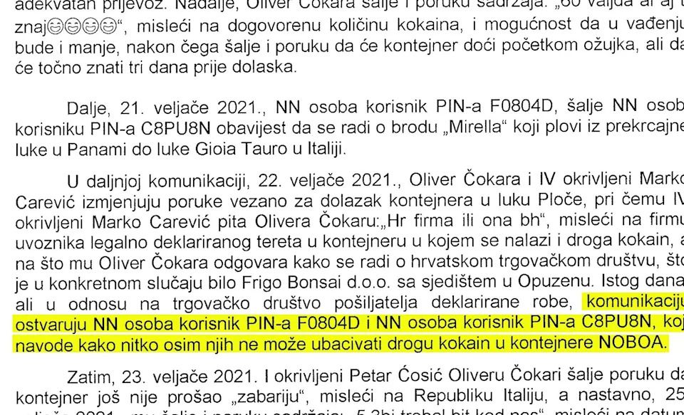 The encrypted Sky ECC chat between messengers identifying themselves by anonymous PIN numbers, bragging that “no one but them” is allowed to load cocaine in containers shipped by Noboa Trading Co TCN S.A. CREDIT: OCCRP/KRIK