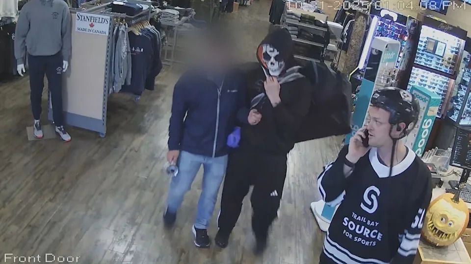 Two masked men armed with bear spray robbed Trail Bay Source for Sports in the afternoon on Oct. 31 2025