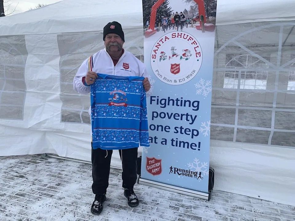 Bob McLeod, a Salvation Army envoy and organizer of the Santa Shuffle Fun Run, has been involved with the run for all 35 years.