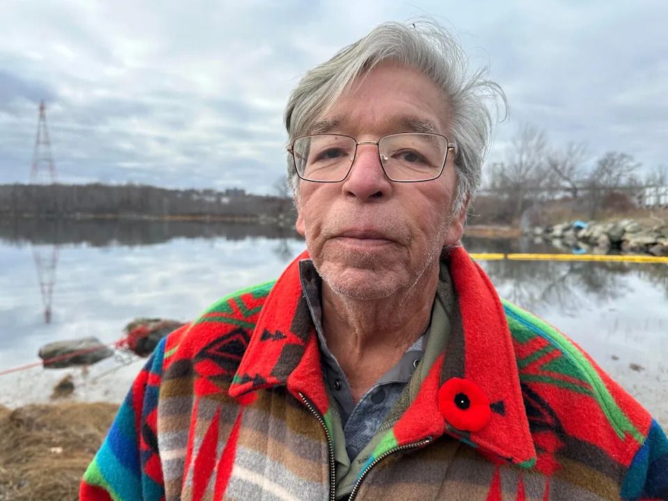 Elder Joe Michael at Halifax Explosion ceremony at Turtle Grove on Saturday morning.