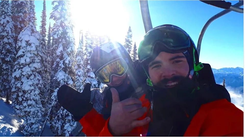 Alex Bell and his friend on the third chairlift of the in 2018, after passing the torch to the next generation of skiers.