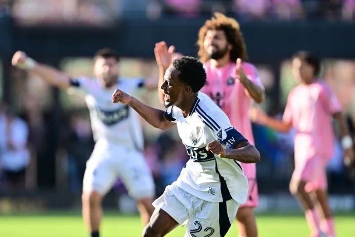 Ali Ahmed of the Vancouver Whitecaps FC celebrates after scoring the team’s first goal during the Audi 2025 MLS Cup Final match between Inter Miami CF and Vancouver Whitecaps FC at Chase Stadium on Dec. 6, 2025 in Fort Lauderdale, Florida.