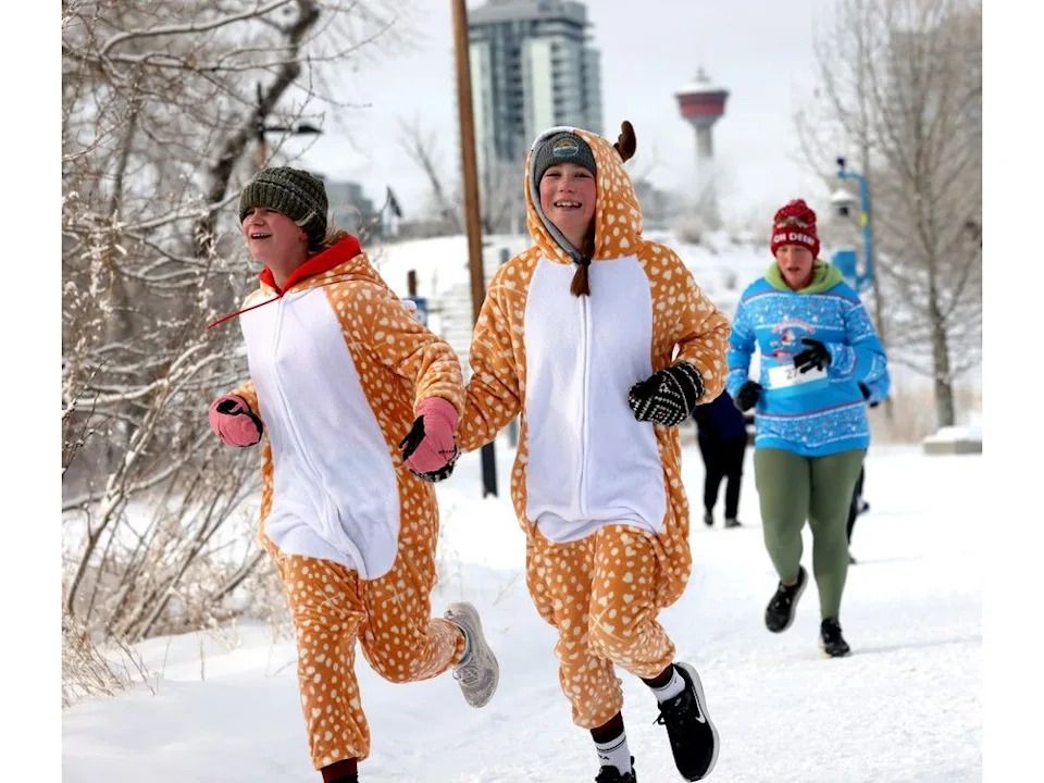 It was a hardy group with some imaginative costumes coming out for Saturday’s Santa Shuffle.