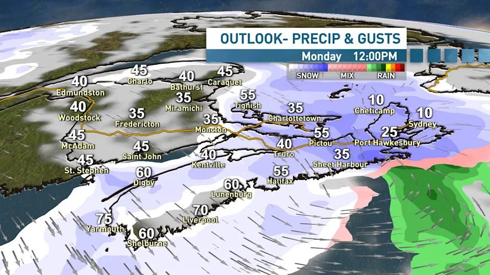 It will continue to snow into Monday afternoon for some parts of Nova Scotia and P.E.I.
