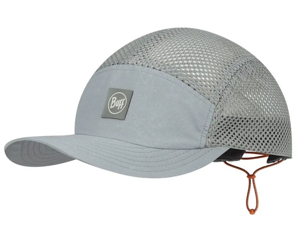 The Buff Five Panel Go Cap’s lightweight fabric wicks away sweat and allows air flow, all while adding SPF 50 protection.