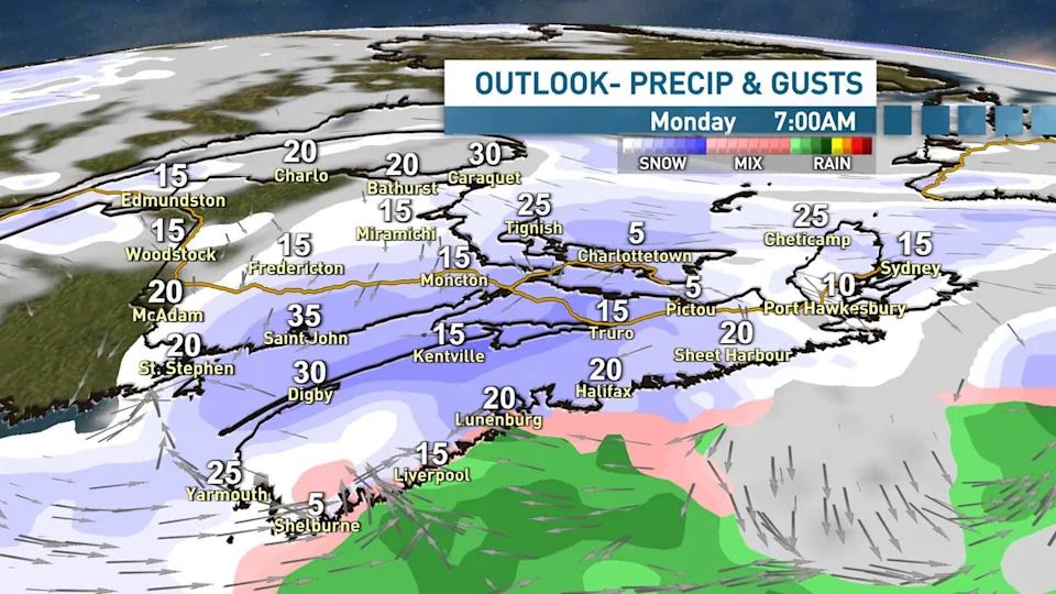 It is expected to be particularly snowy on Monday morning.