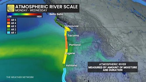 B.C. atmospheric moisture Monday to Wednesday