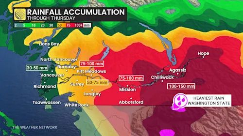 South Coast rainfall through Thursday