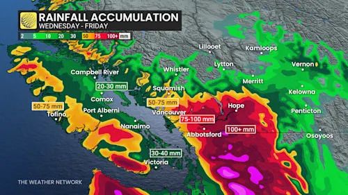 B.C. rainfall accumulation through Friday