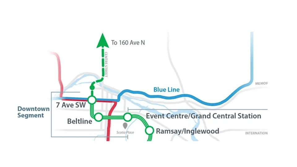 Plans for the downtown section of the project would run from the Event Centre/Grand Central Station to 7 Ave. S.W.