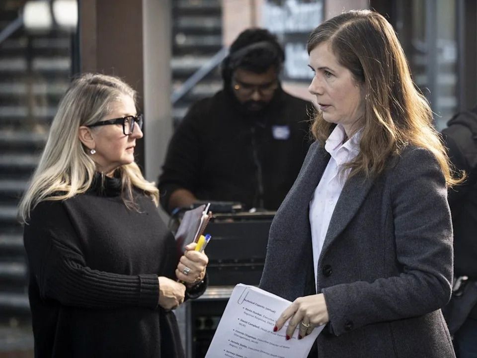 Lana Popham, B.C. agriculture minister, left, and Kelly Greene, emergency management minister, give an update on flood conditions Friday morning. Greene said it had been “72 hours of tireless work to keep people safe.”