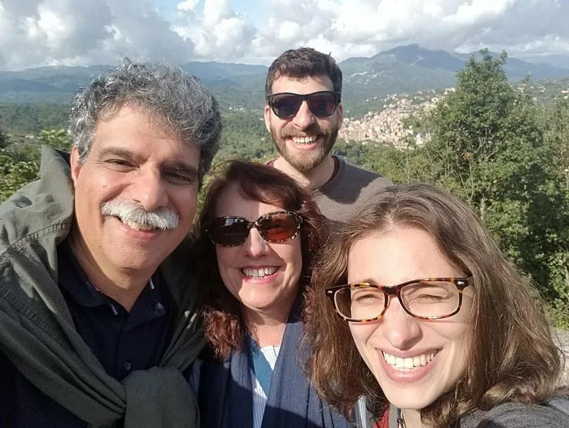 Jim Fiorini with his family visiting the town of his ancestors.