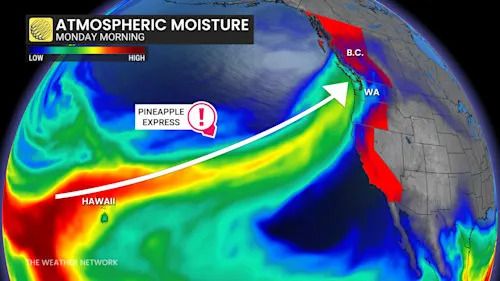 B.C. atmospheric moisture Monday morning
