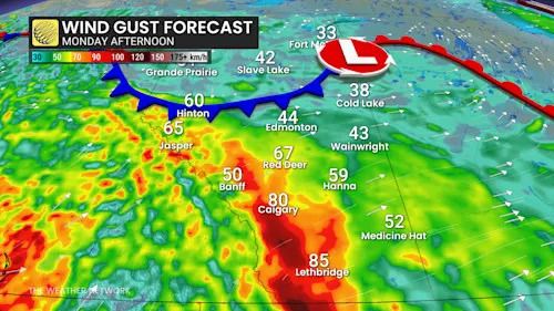 Prairies winds Monday afternoon