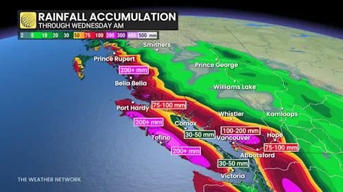 BC Rainfall Accumulation Through Wednesday