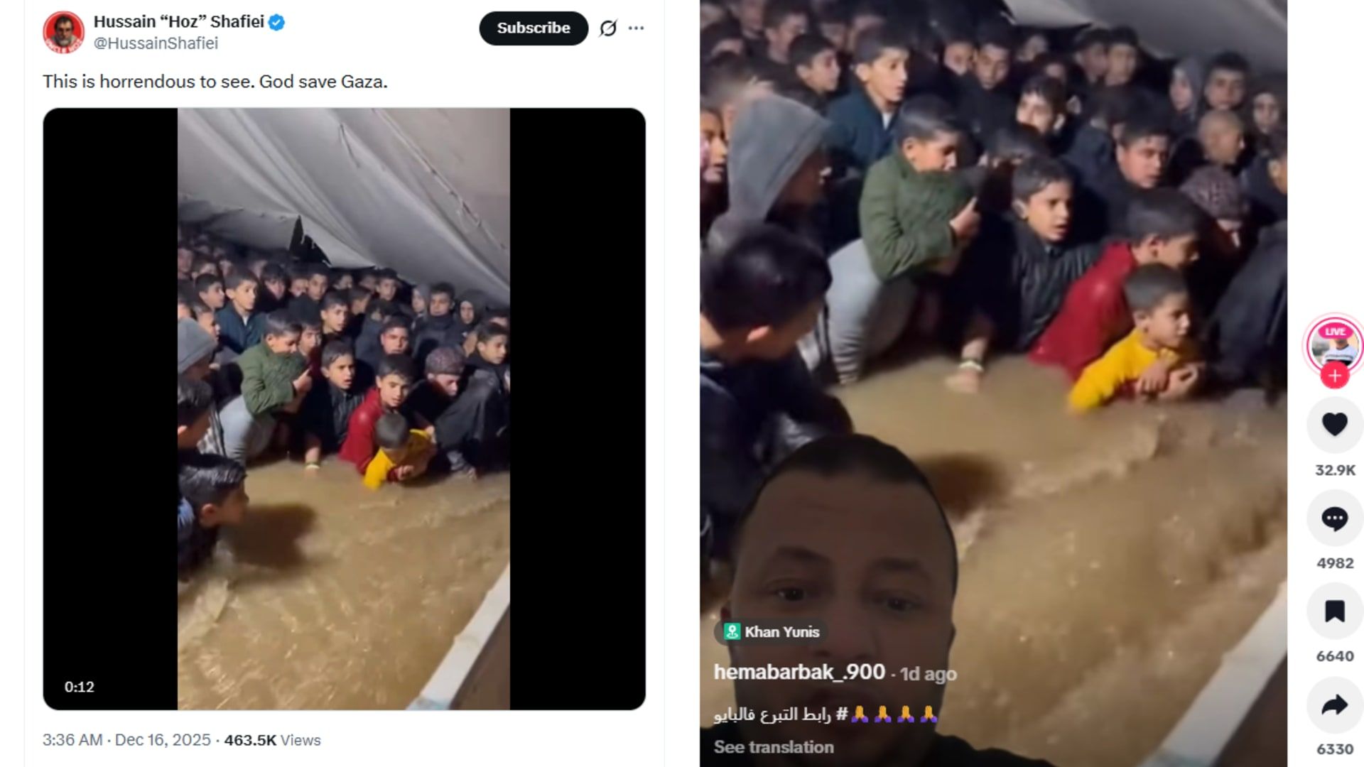 منشوران في تيك توك وإكس يحتويان الفيديو المتداول برواية مُضللة