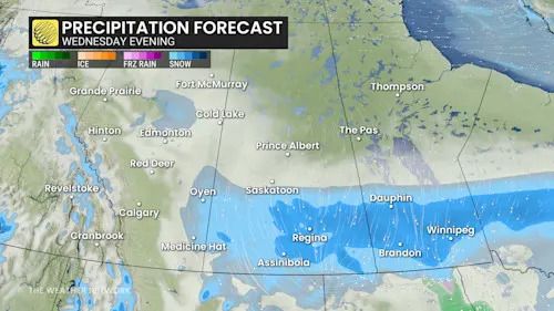 Baron - Prairies precipitation Wednesday evening - Dec 16