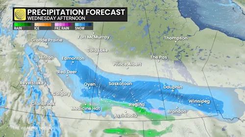 Baron - Prairies precipitation Wednesday afternoon - Dec 16