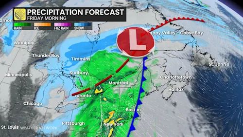 Quebec precipitation timing Friday morning