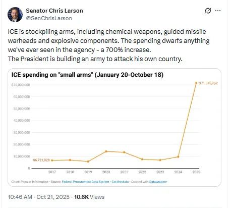 Screenshot of X post by Dem. Senator Chris Larson, Oct. 21, 2025.