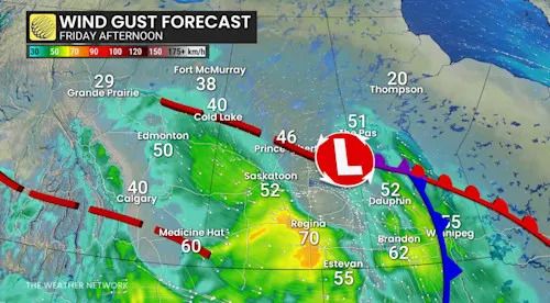 Baron - Friday afternoon winds Prairies - Dec 18