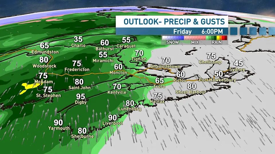 Rain and wind arrive from west to east on Friday afternoon and evening