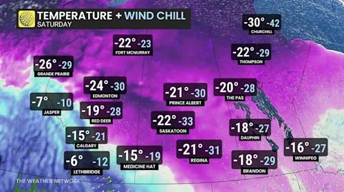 Baron - Prairie temperatures Saturday - Dec 18