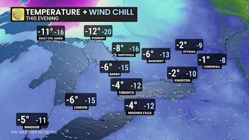 Baron - Ontario temperatures and wind chill Friday - Dec 19
