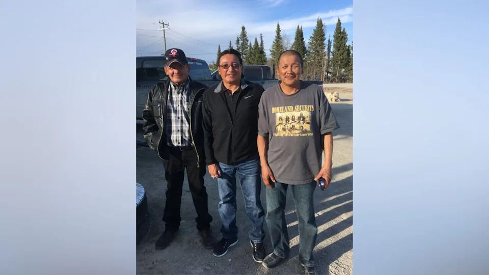 Joshua Frogg, centre, is seen with his brother Roy, left, and Bruce Wallace Frogg, right. Bruce Wallace Frogg was shot and killed by a Kenora OPP officer in June 2024.
