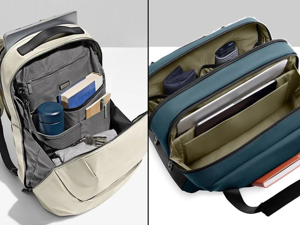 Smaller sizes of carry-on bags from Away (left) and Briggs & Riley.