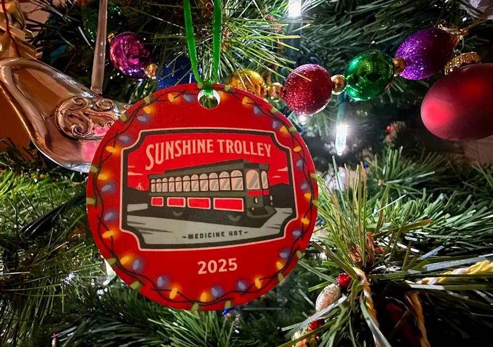 A souvenir ornament is handed out to all passengers on the 'Holly Jolly Twinkle Tour', put on by Tourism Medicine Hat.