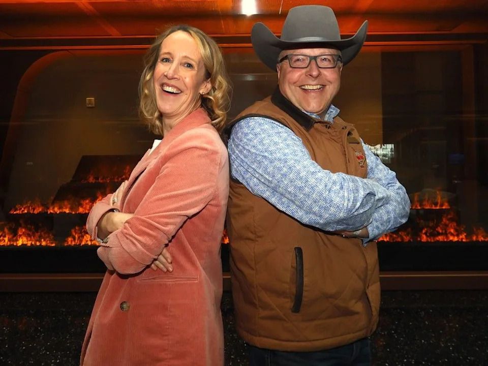 Kate Thompson, president and CEO of the Calgary Municipal Land Corp., and Jim Laurendeau, executive vice-president of park development and operations at the Calgary Stampede.