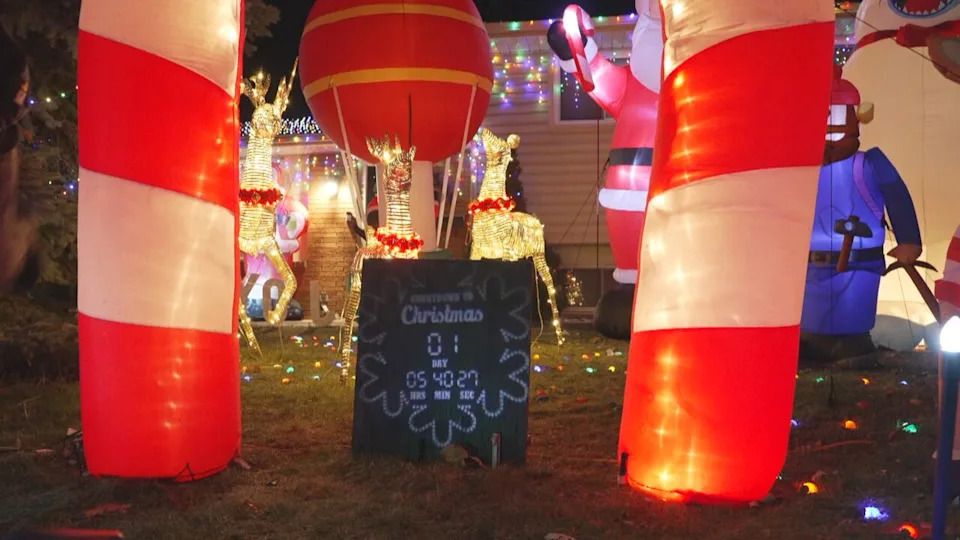 Christmas lights and decorations glow at a home on Bouffard Road in LaSalle, one of many stops on a Windsor-Essex holiday map.