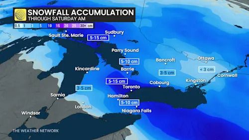 Ontario Friday forecast snowfall accumulations - Dec. 24, 2025