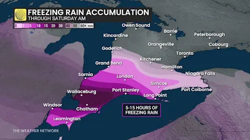 Southern Ontario forecast Friday freezing rain accumulation - Dec. 24, 2025