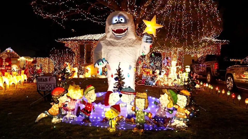 A festive setup on Victory Street transforms a residential street into a seasonal destination for visitors.