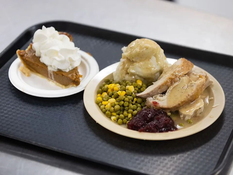 The Calgary Drop-In Centre served up meals of turkey and pie on Christmas Day, Thursday, Dec. 25, 2025.