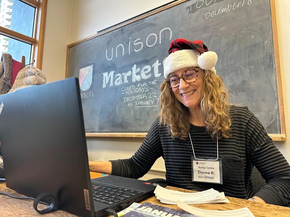 Donna Rapp is one of the volunteers who greet and get to know the seniors who stop by Unison Market.