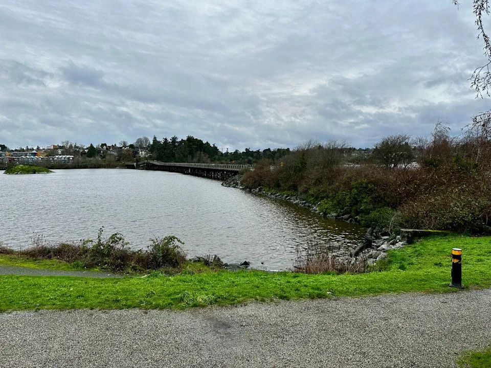 Cecelia Cove Park in Victoria, B.C., at the foot of the Selkirk Trestle.