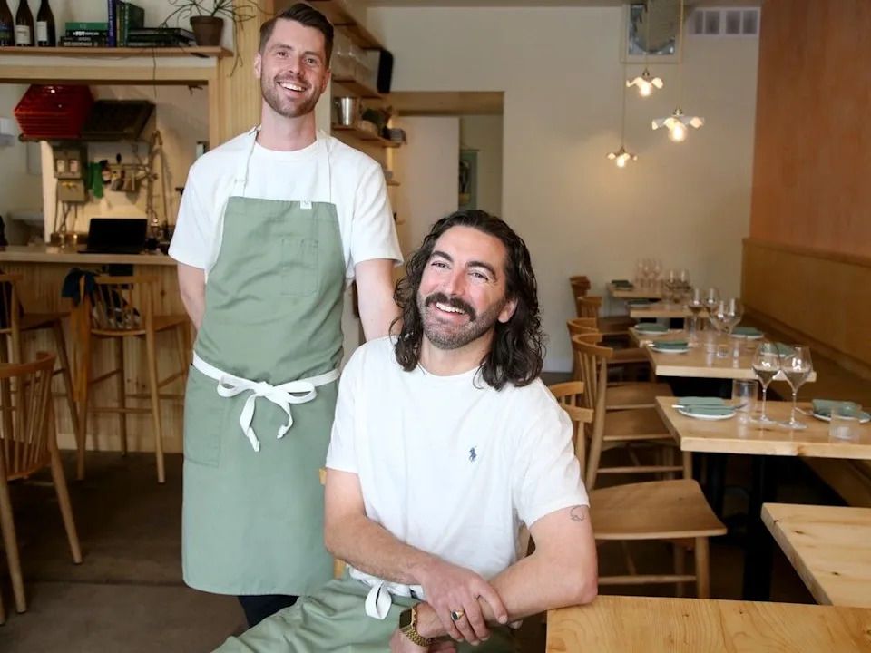 Co-owners of La Petite Primerose in Gatineau, chef Lewis Robinson, left, and sommelier Tristan Bragaglia-Murdock.