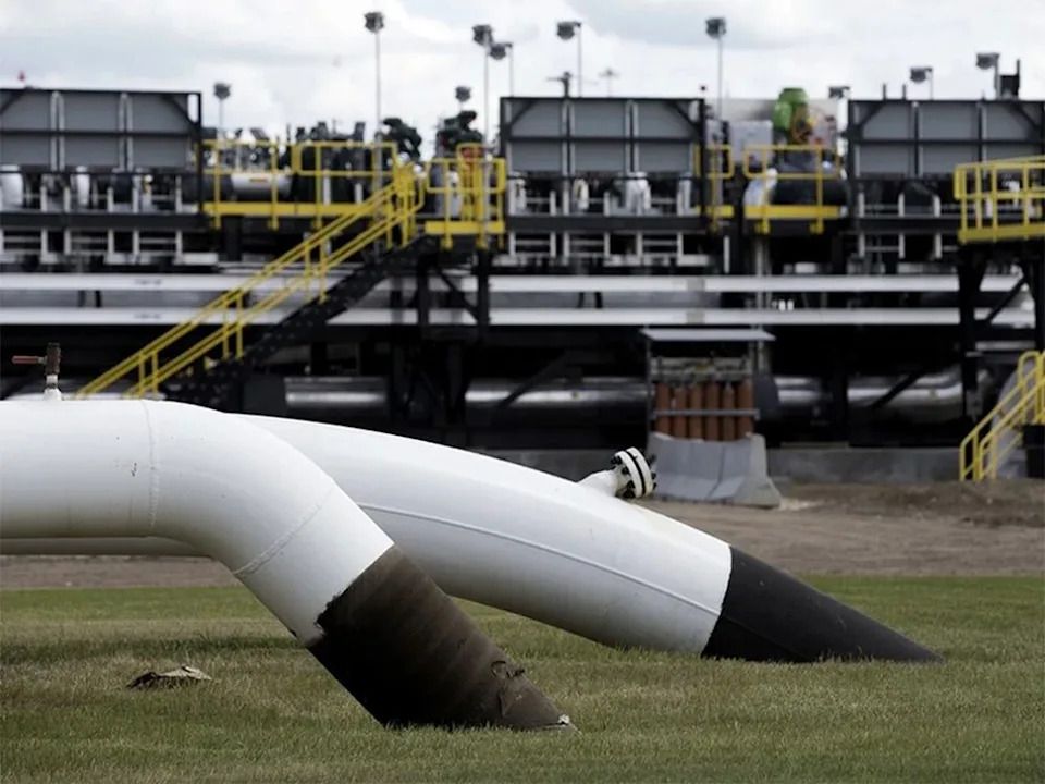 Kilometre Zero of the Trans Mountain pipeline system at Edmonton Terminal located in Sherwood Park.