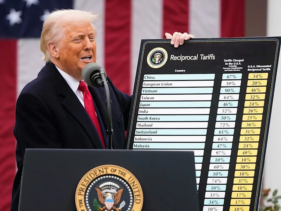 U.S. President Donald Trump speaks during an event to announce new tariffs in the Rose Garden at the White House, on Wednesday, April 2, 2025.
