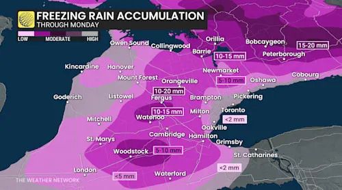 Southern Ontario freezing rain accretion