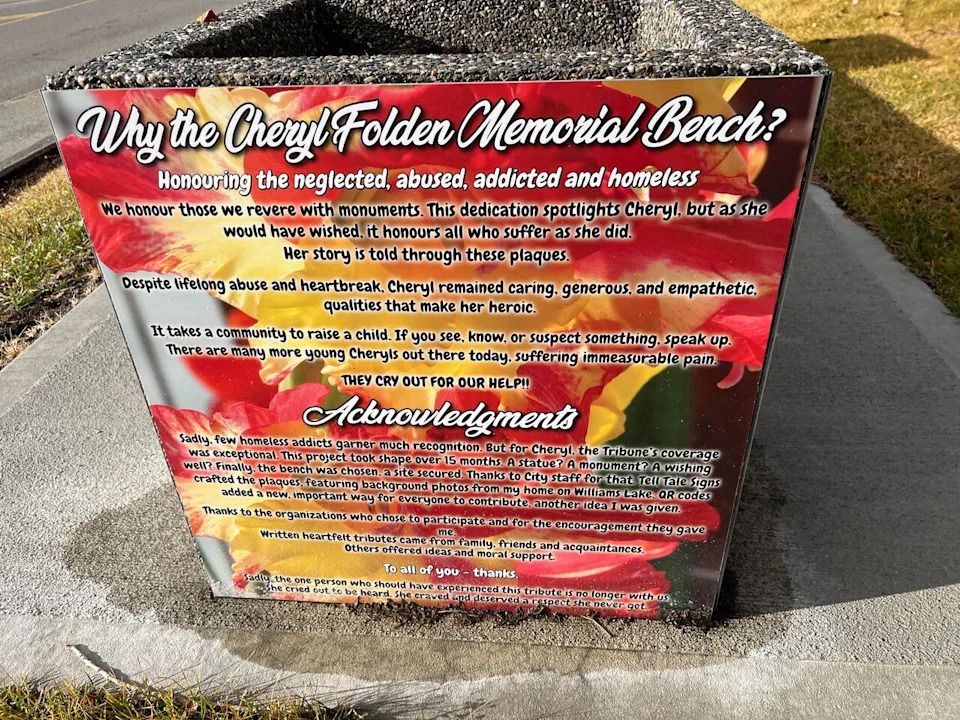 A message on an 'empathy bench' near downtown Williams Lake.
