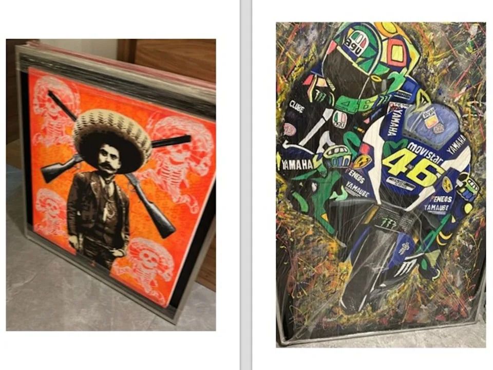 Art seized in the raids by Mexican authorities.