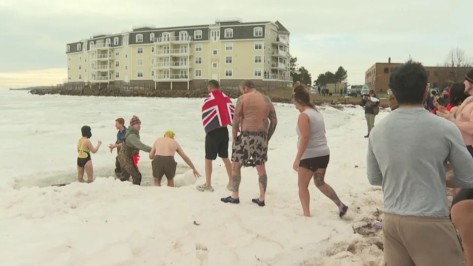 A steady line up of people took the plunge into the icy waters of the Charlottetown Harbour