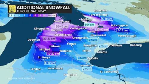 Ontario snow squall accumulation through Saturday