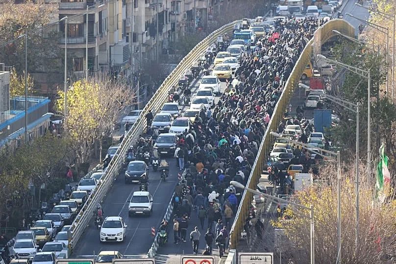 Protesters march in downtown Tehran, 29 December, 2025