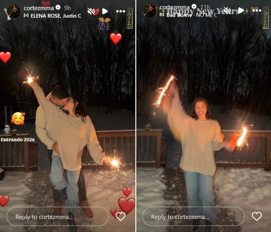 UFC fighter Tracy Cortez shared these photos to Instagram as she kicked off the new year with light heavyweight champion Alex Pereira.