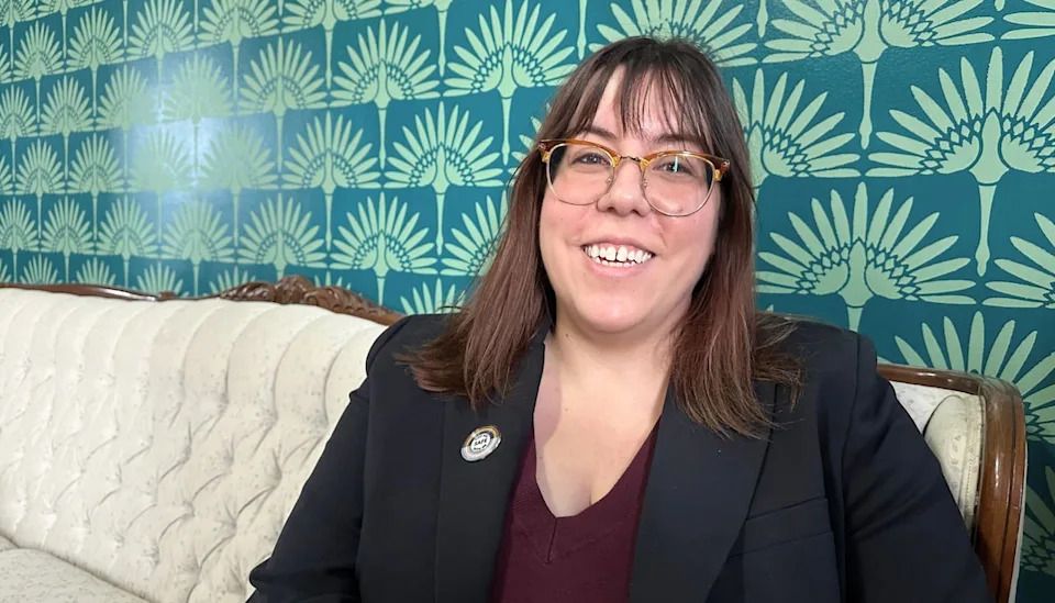 Kassandra Chancey, executive director of the Allied Arts Council of Pincher Creek, sits in the Lebel Mansion's concert space.